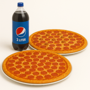 Two 20" Pizzas with One Topping & One Soda Special