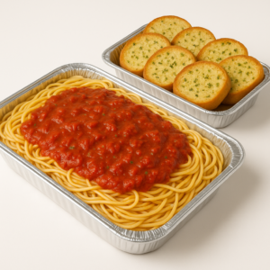 Spaghetti with Garlic Bread Catering